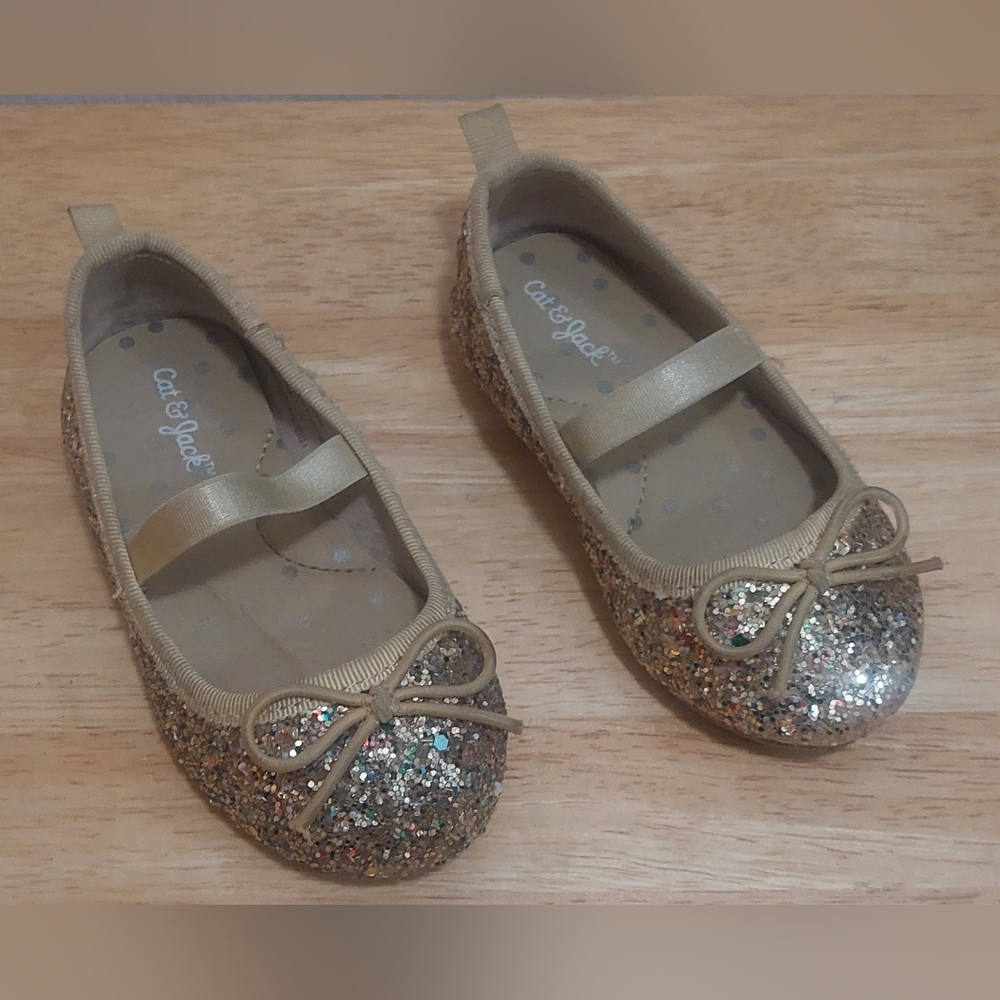 Cat & Jack Glittered Baby Girl Slip On Shoes Size 5